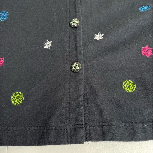 Vintage Natalie & Me Weekend Woman Snowflake Embroidered Black Button Women 1X - Picture 6 of 11